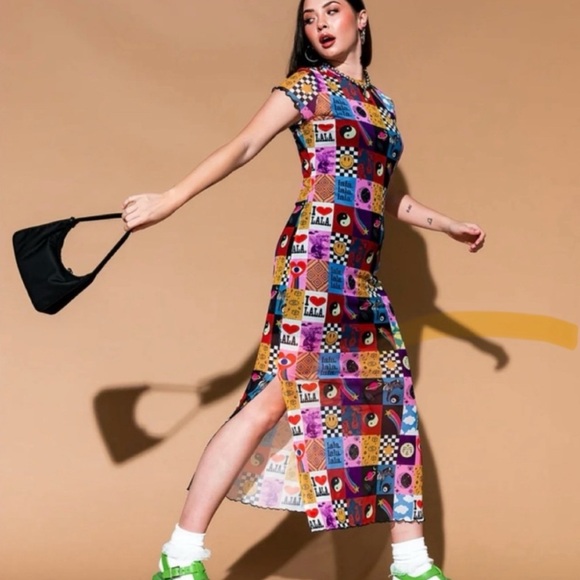 Dressed in LaLa “LaLa World” Patchwork Mad About You Mesh Dress - Picture 3 of 5